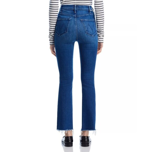 238$ MOTHER The Hustler Flood Frayed Hem Denim Jeans High Rise Size 25 Blue - Picture 3 of 4